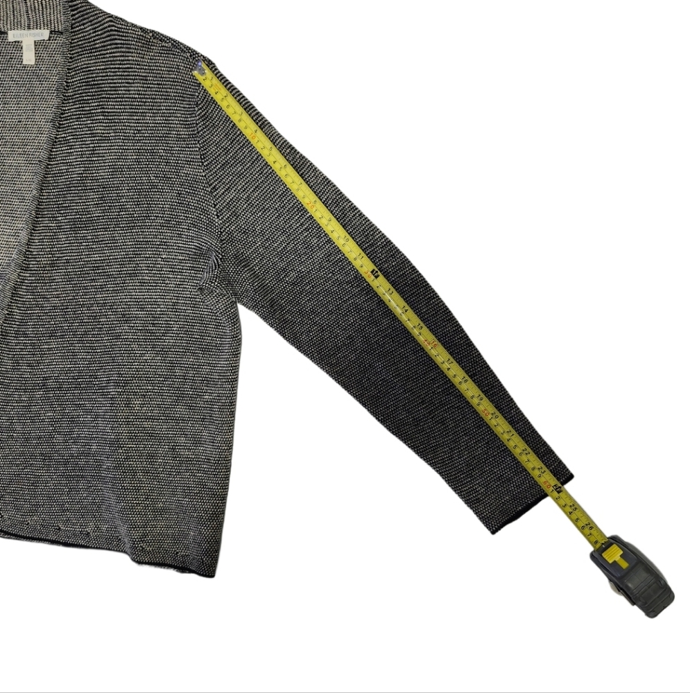 Eileen Fisher  Women's L Open-Front Cardigan 100% Organic Linen  Black - Picture 7 of 9